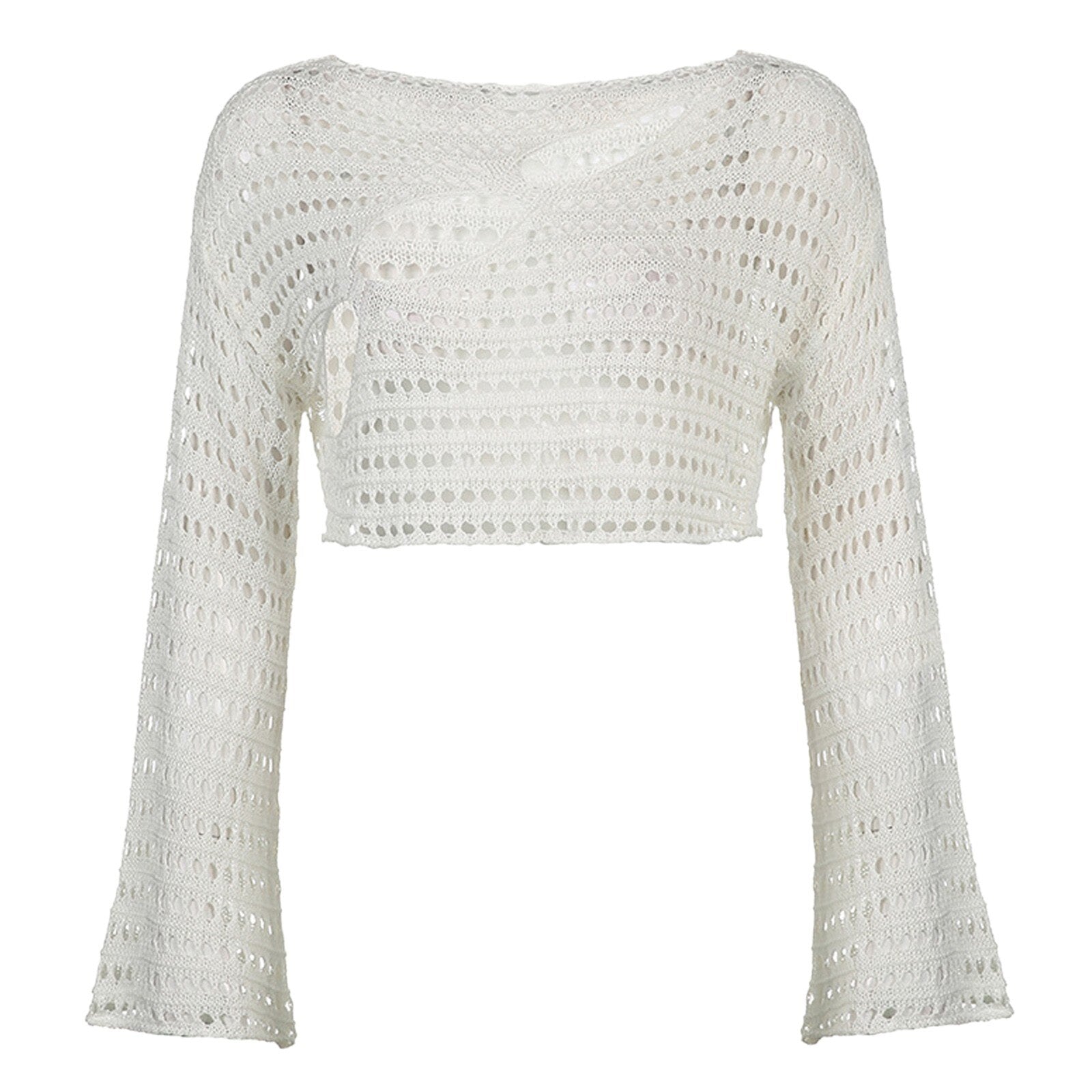 Hollowed Out Fishnet Mesh Knitted Top - Festigal