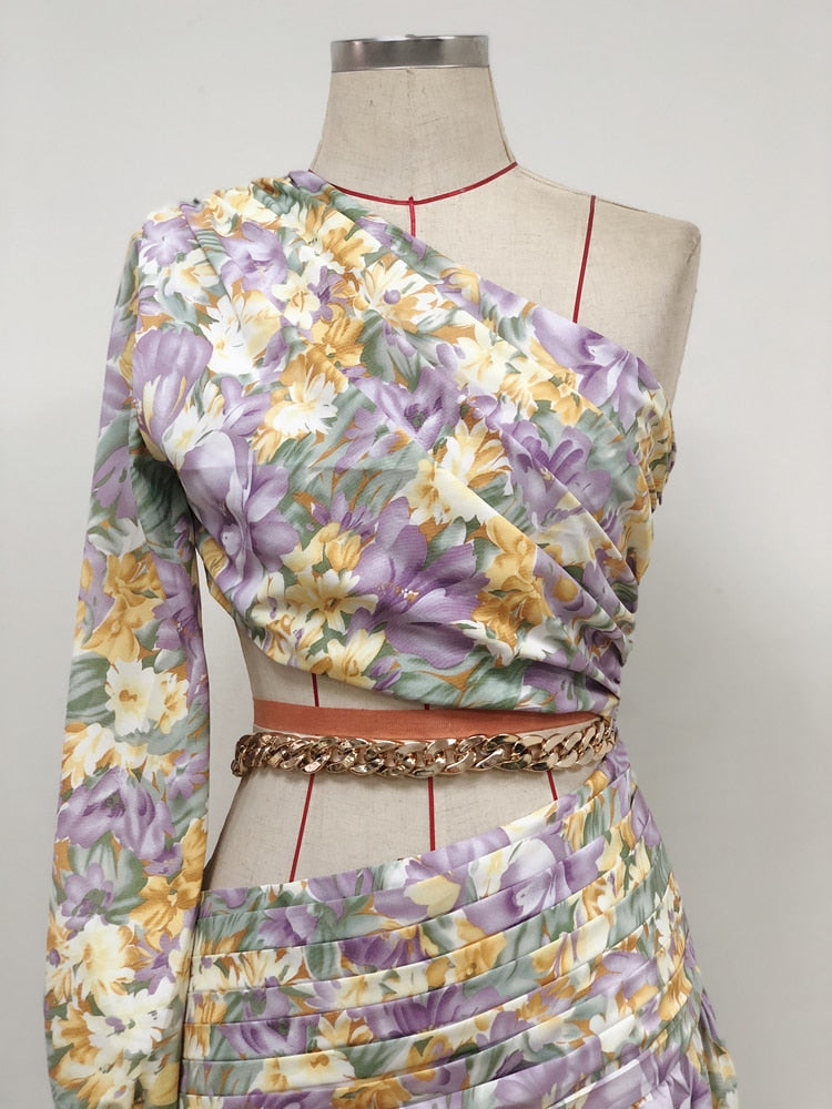 Floral Chain Belt Maxi Dress