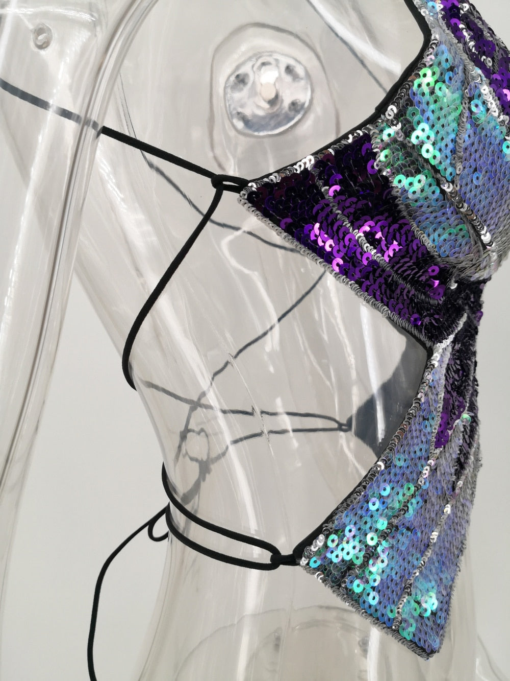 Sequin Butterfly Crop Top - Festigal