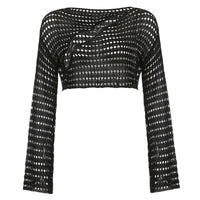 Hollowed Out Fishnet Mesh Knitted Top