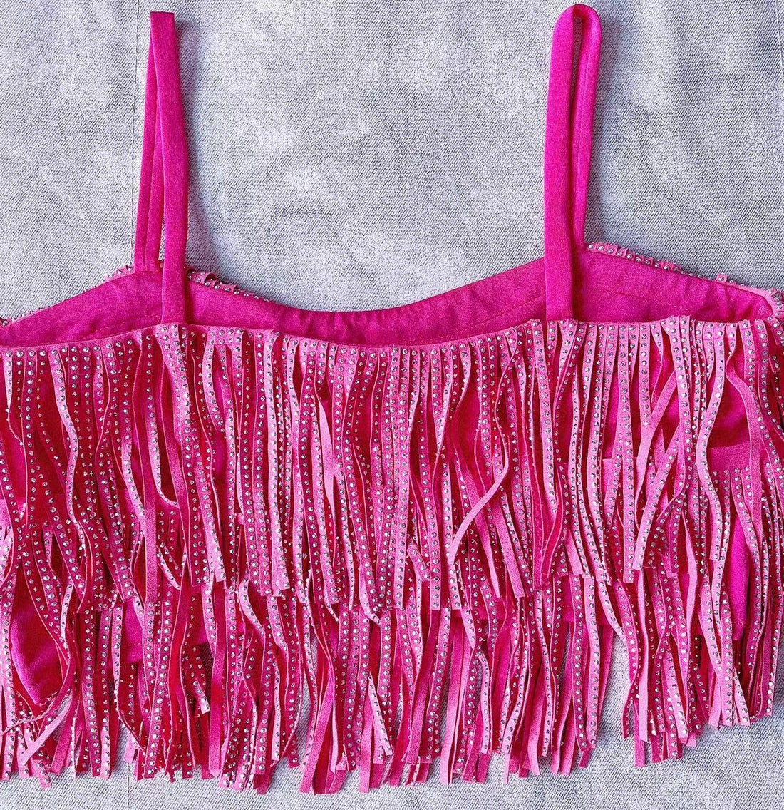 Western Rhinestone Tassel Skirt & Top Set - Festigal