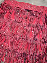 Western Rhinestone Tassel Skirt & Top Set - Festigal
