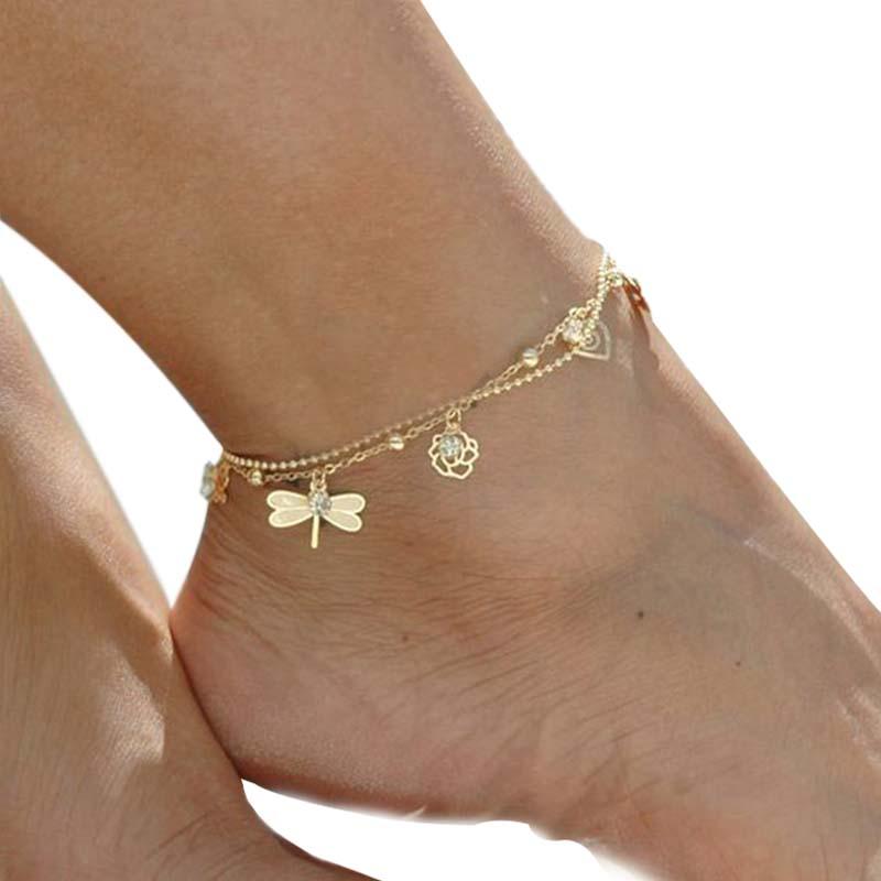Dragonflies & Roses Summer Anklet - Floral Fawna