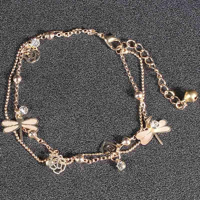 Dragonflies & Roses Summer Anklet - Floral Fawna