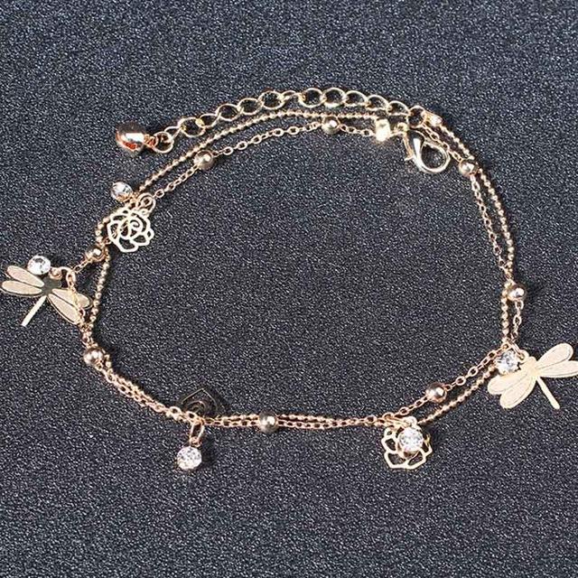 Dragonflies & Roses Summer Anklet - Floral Fawna