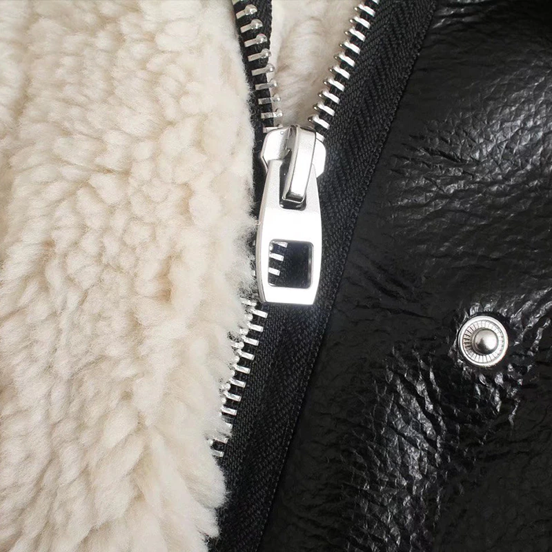 Faux Leather Shearling Jacket - Festigal