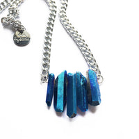 Rocked Up Mini Crystal Quartz Necklace - Sapphire - Festigal