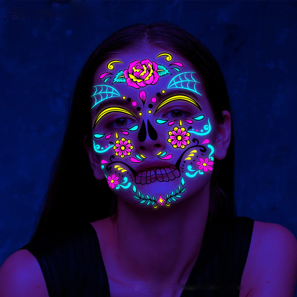 Day of The Dead Glow In The Dark Face Stickers - Festigal