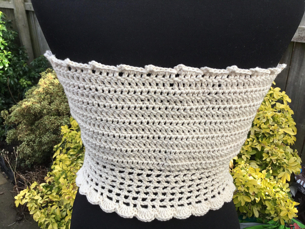 Handmade Crochet Basque Style Tube Top Adjustable Ties