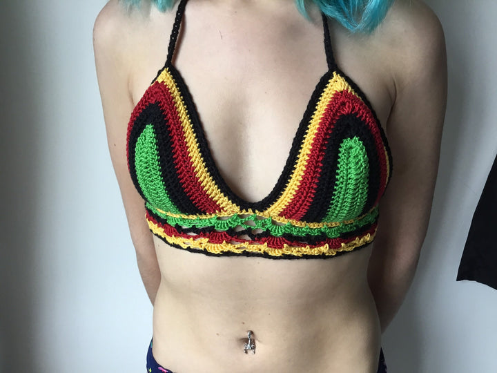 Handmade Crochet Unique Festival Halter Top Bralette. - Festigal
