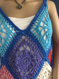 Handmade Unique Boho Crochet Granny Square Dress