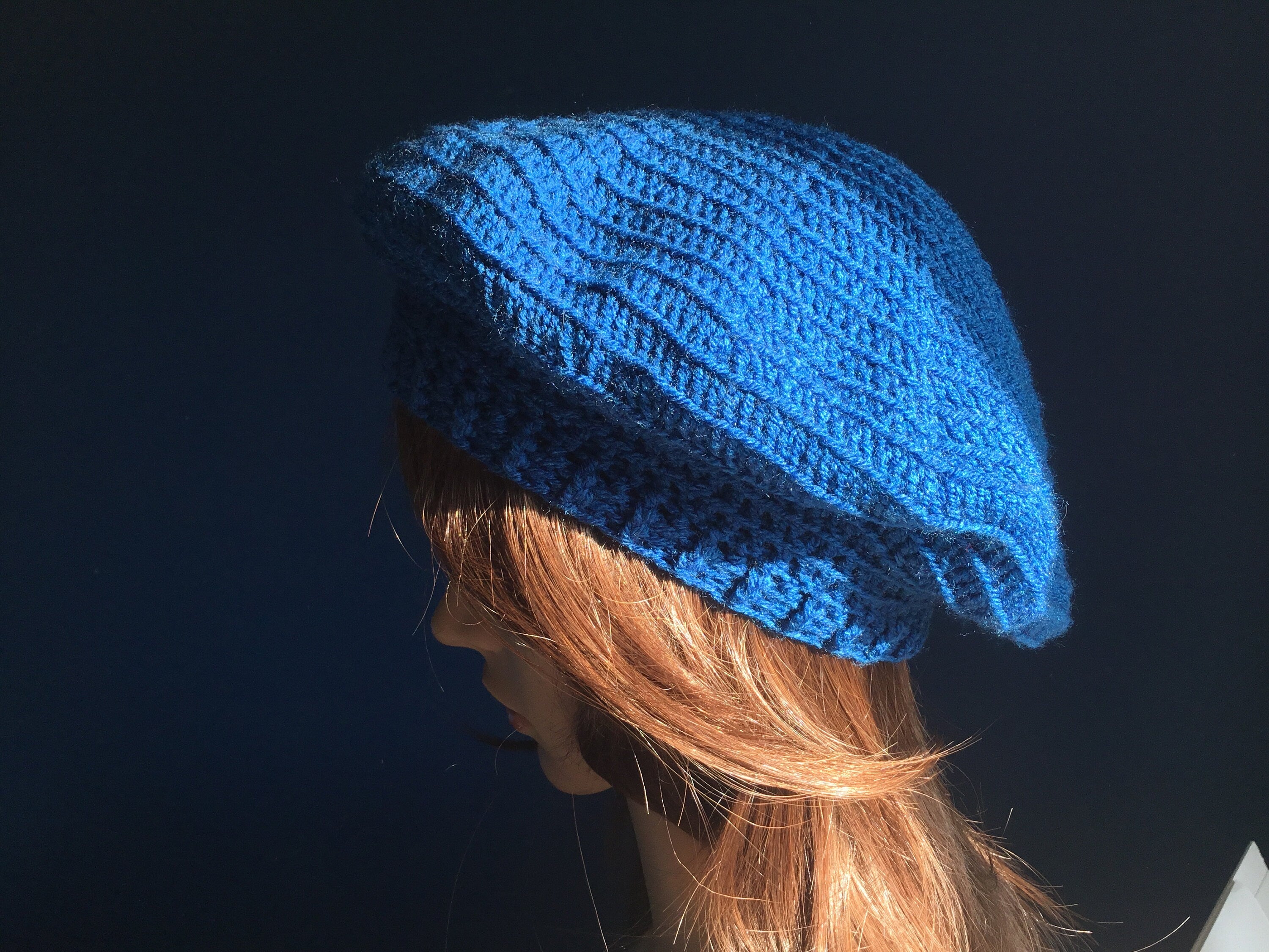 Handmade Crochet Boldly Blue Summer Beret - Festigal