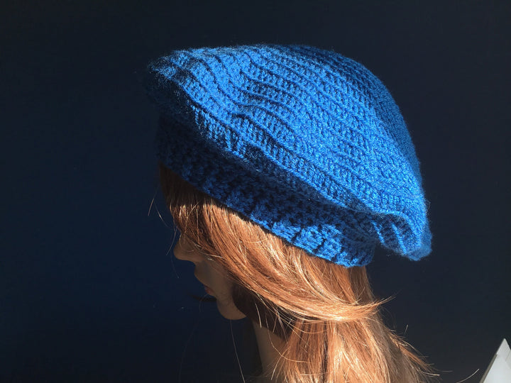 Handmade Crochet Boldly Blue Summer Beret - Festigal