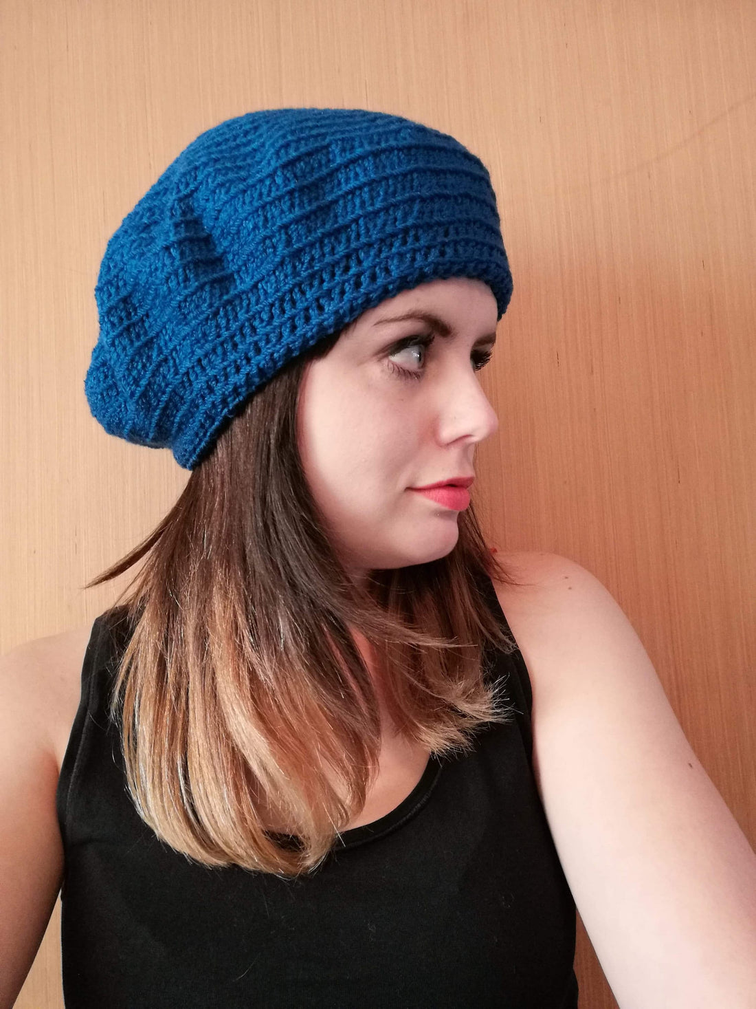 Handmade Crochet Boldly Blue Summer Beret - Festigal