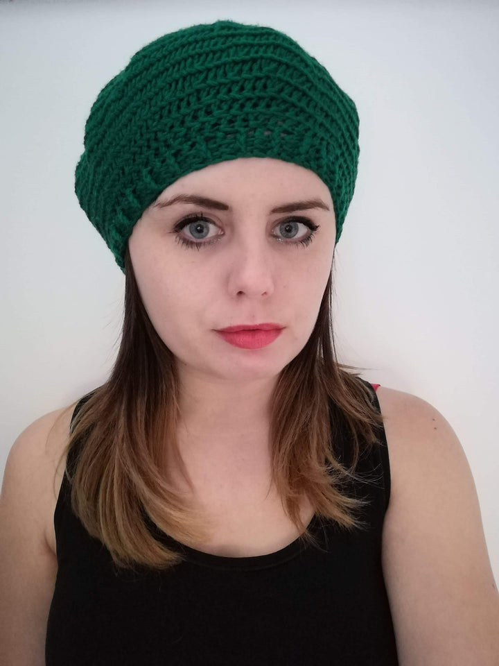 Handmade Crochet Classic Green Beret - Festigal