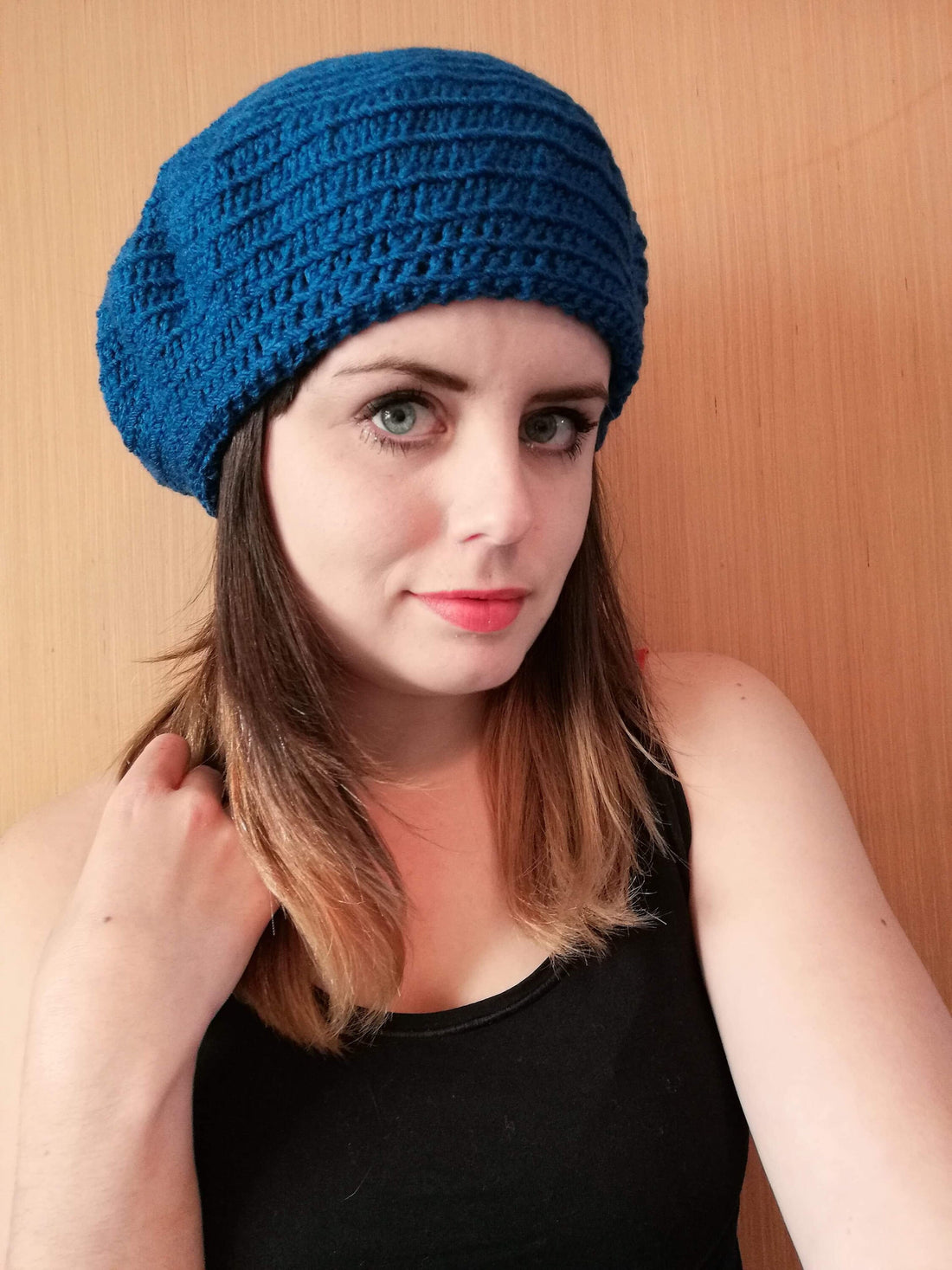 Handmade Crochet Boldly Blue Summer Beret - Festigal