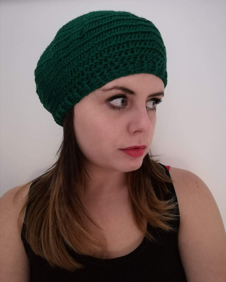 Handmade Crochet Classic Green Beret - Festigal