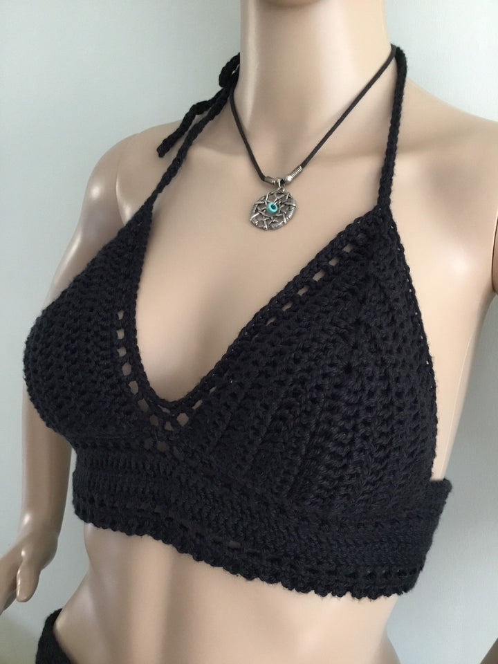 Handmade Crochet Bralette Halter Top - Festigal