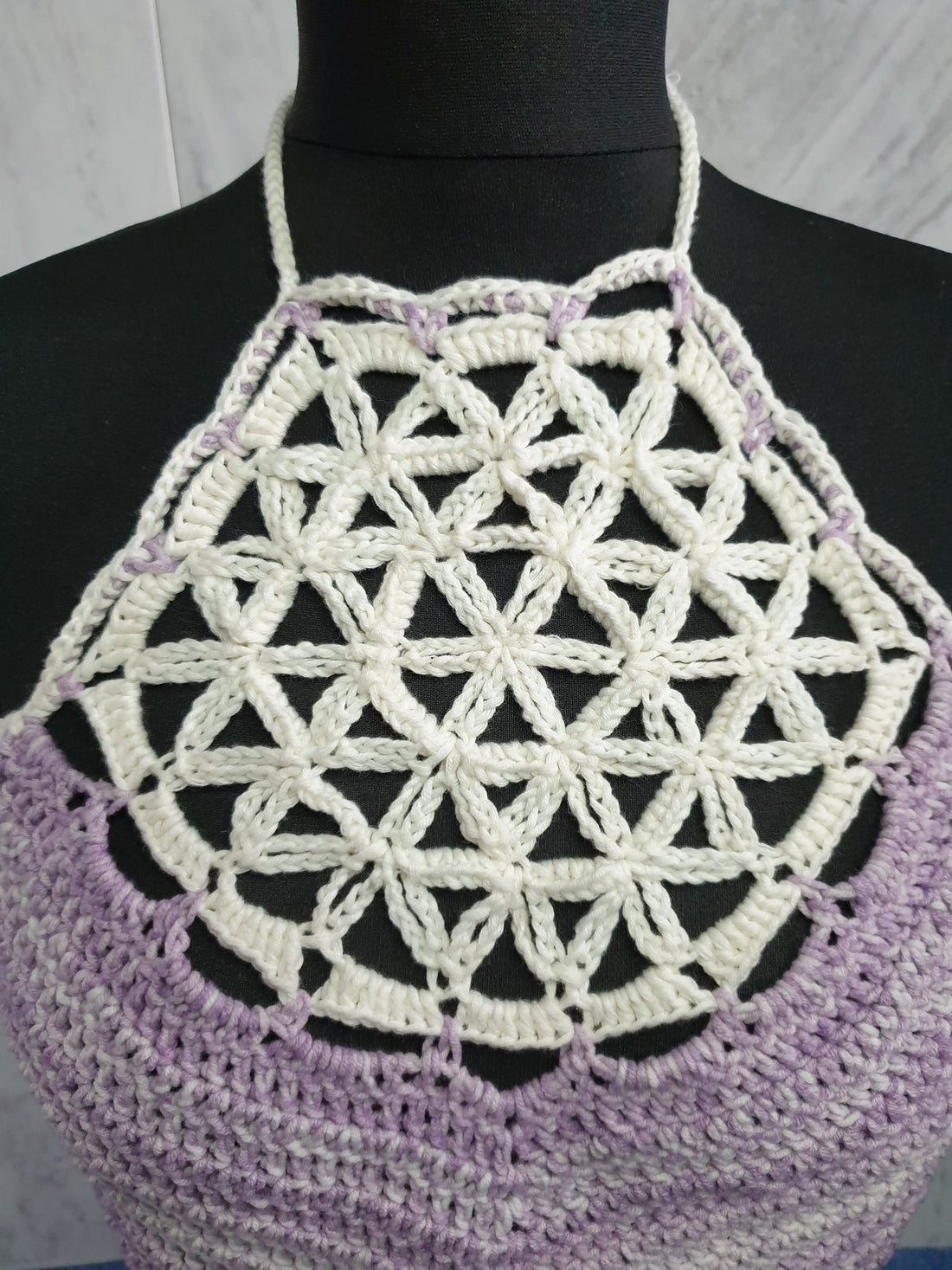 Handmade Crochet Wildflower Insert Adjustable Tie Halterneck - Festigal