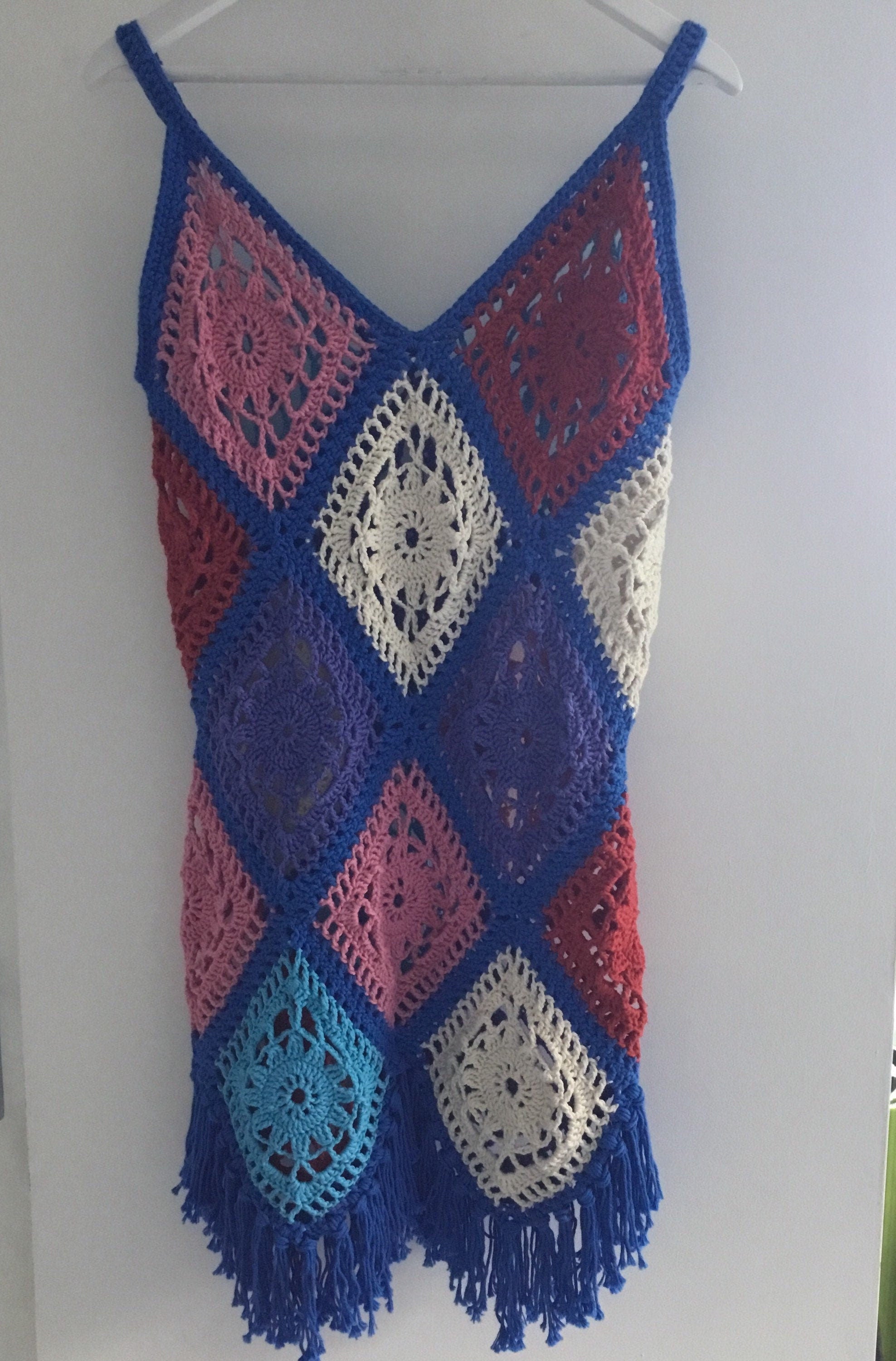 Handmade Unique Boho Crochet Granny Square Dress - Festigal