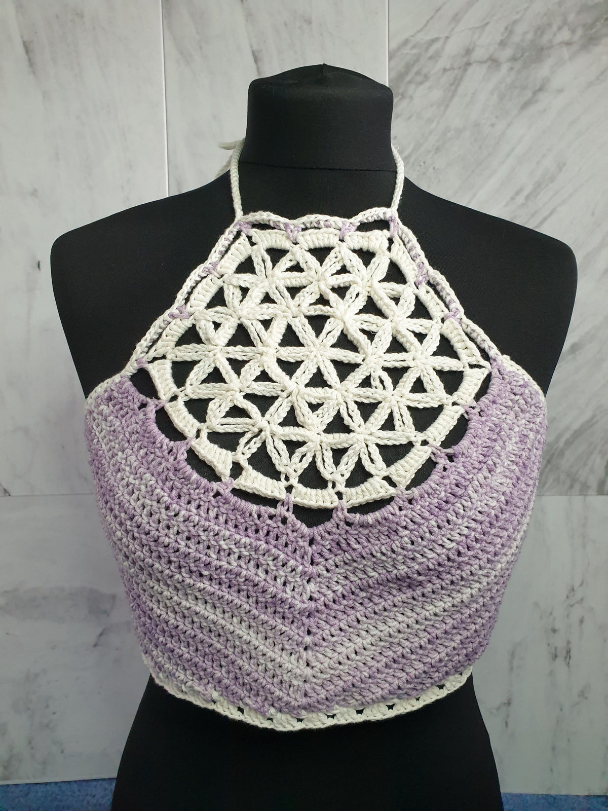 Handmade Crochet Wildflower Insert Adjustable Tie Halterneck