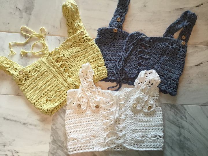 Handmade Crop Tube Top Front Tie Adjustable Removable Straps - Festigal