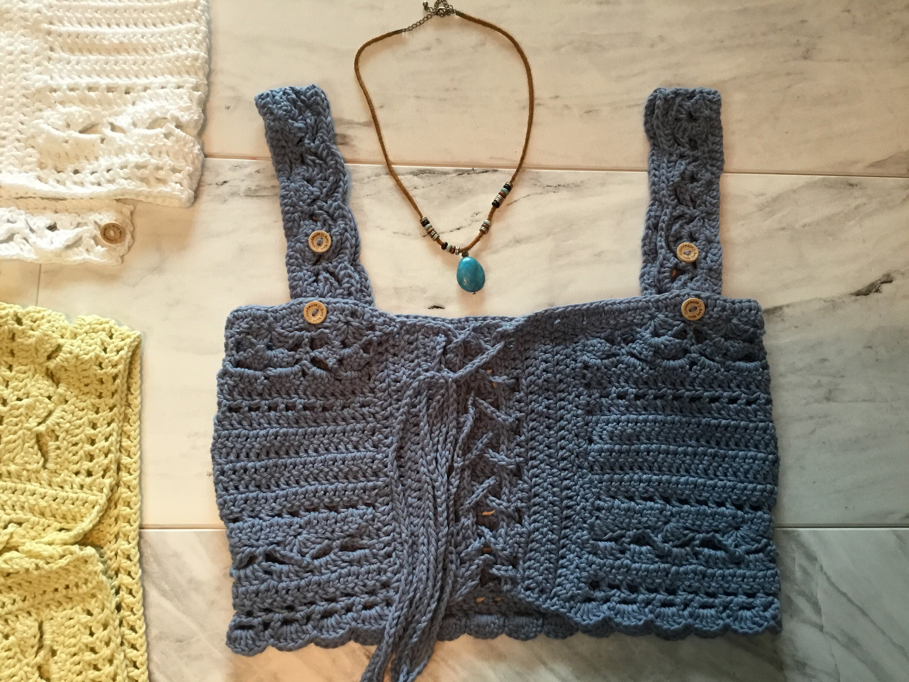 Handmade Crop Tube Top Front Tie Adjustable Removable Straps - Festigal