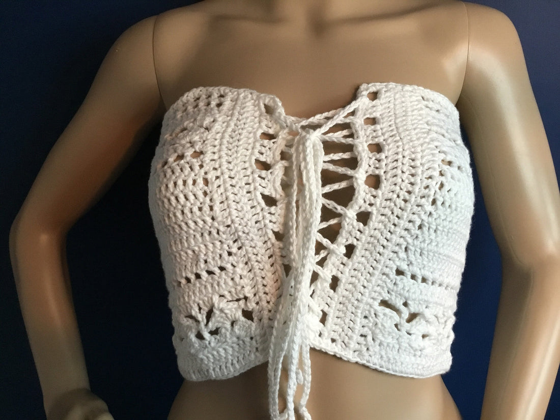 Handmade Crop Tube Top Front Tie Adjustable Removable Straps - Festigal