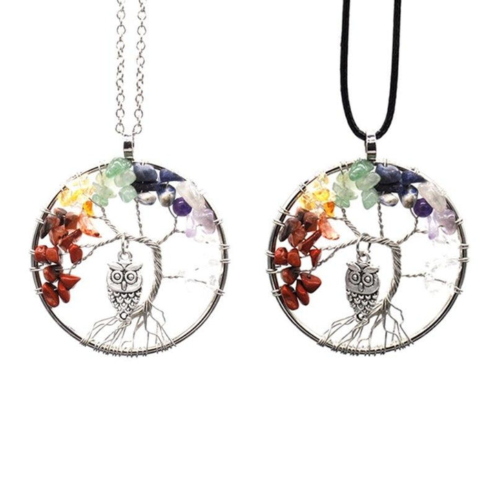 7 Chakra Tree Of Life & Owl Necklace - Floral Fawna