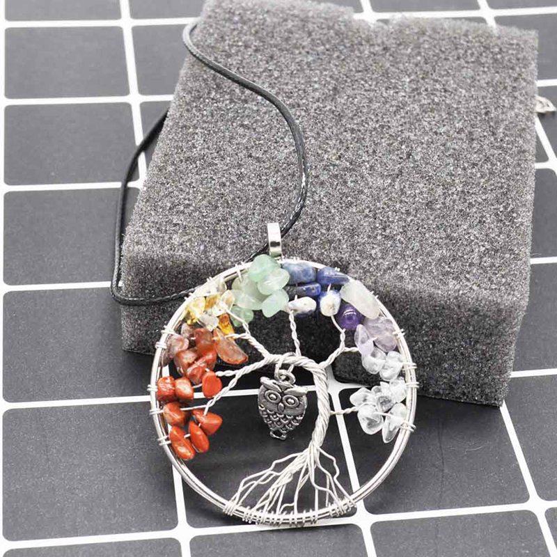 7 Chakra Tree Of Life & Owl Necklace - Floral Fawna