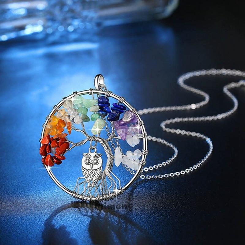 7 Chakra Tree Of Life & Owl Necklace - Floral Fawna