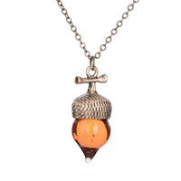 Acorn Glass Crystal Necklace - Floral Fawna