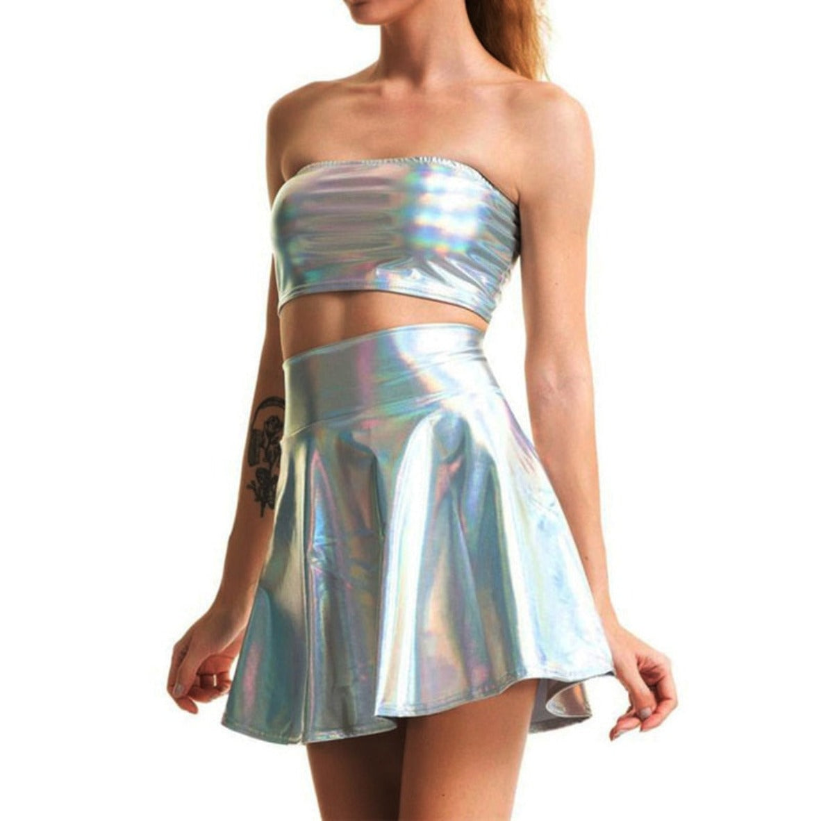 Holographic Silver Two Piece Set