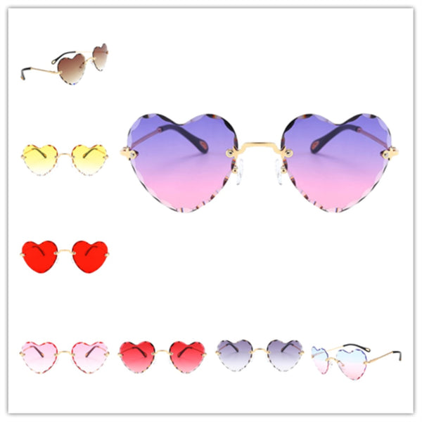 Heart Shaped Rimless UV400 Sunglasses - Festigal