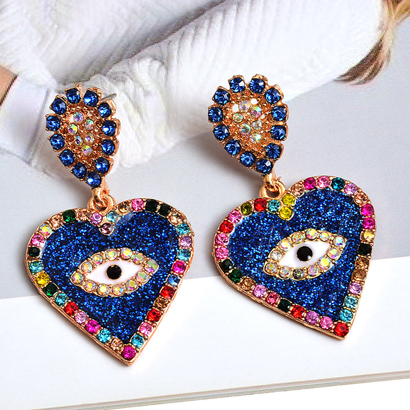 Glitter Heart Eye Earrings - Festigal