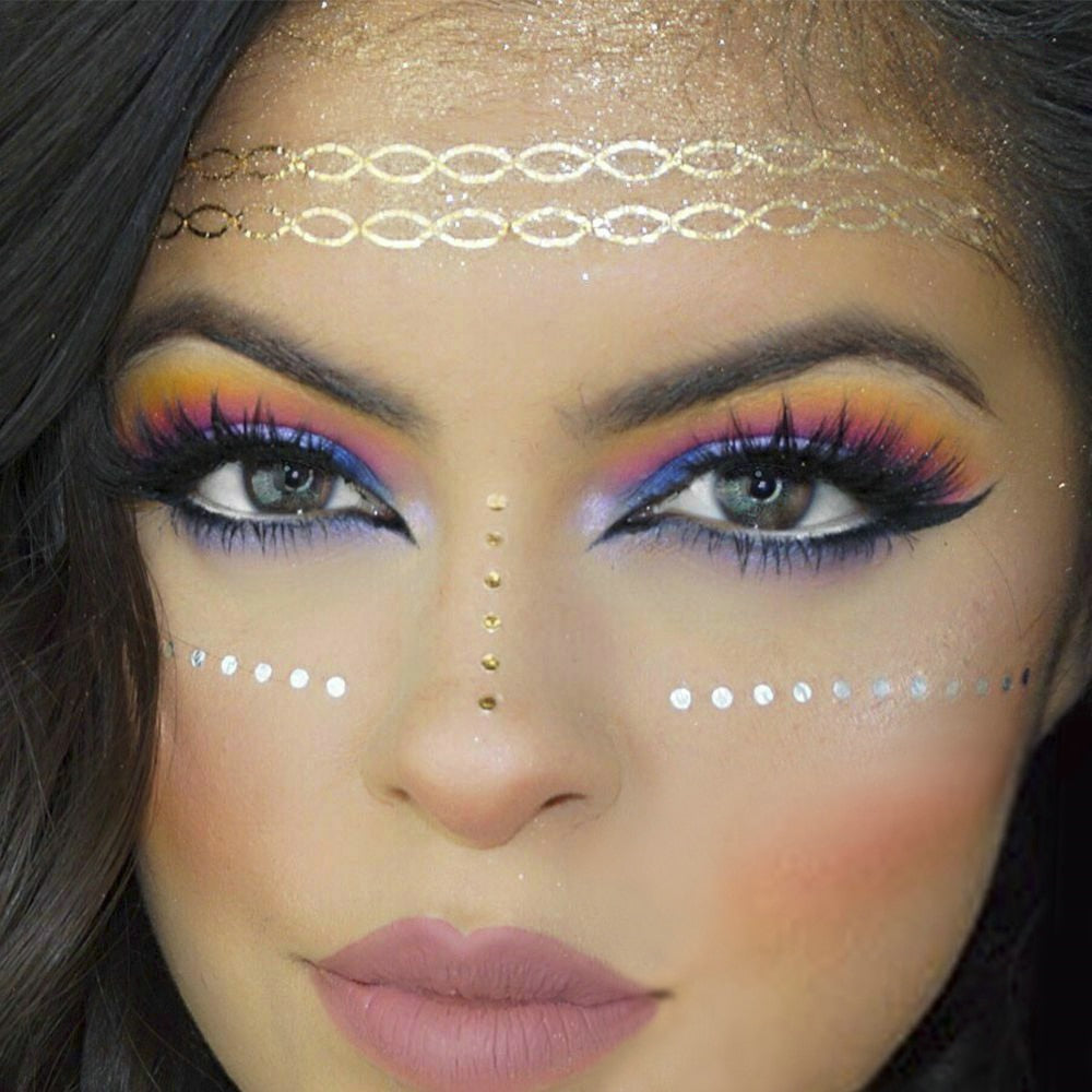 Gold and Silver Tattoo Makeup Stickers - Festigal