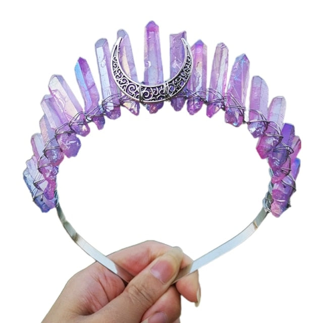 Tiara Rainbow Moon Crystal Headband