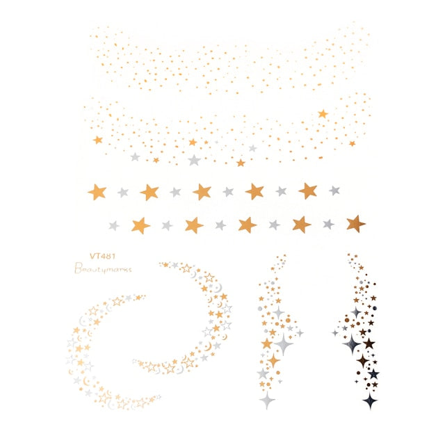 Gold and Silver Tattoo Makeup Stickers - Festigal