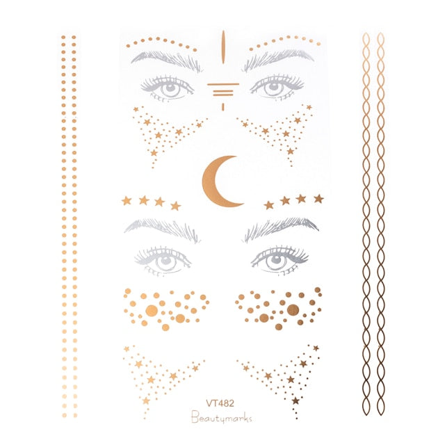 Gold and Silver Tattoo Makeup Stickers - Festigal