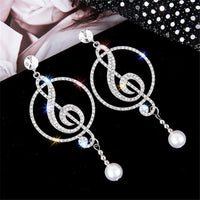 Music Symbol Crystal Drop Earrings - Festigal