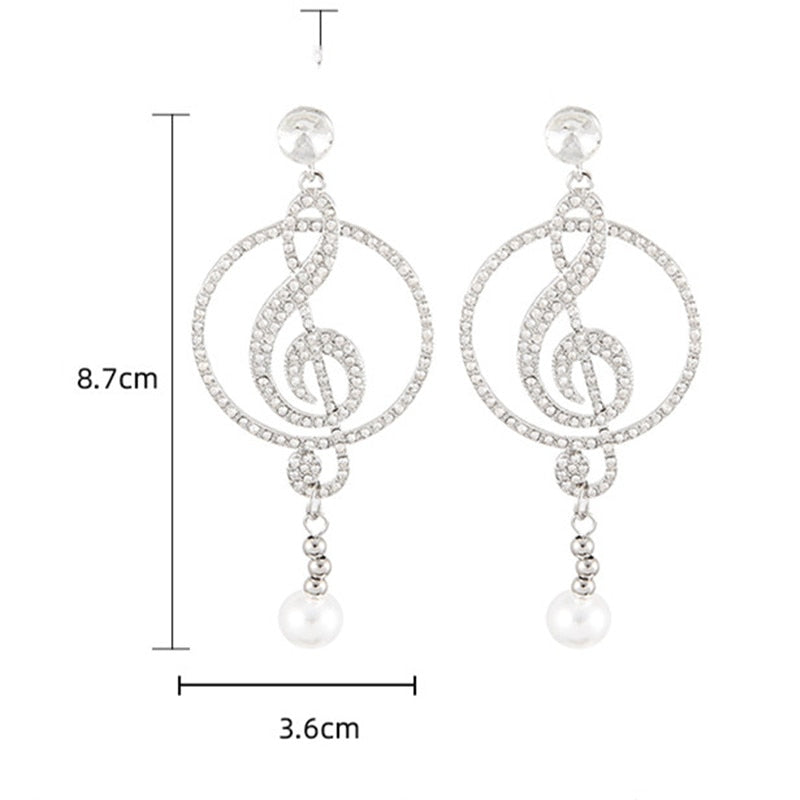 Music Symbol Crystal Drop Earrings