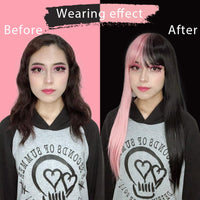Pink & Black Two Tone Wig With Bangs