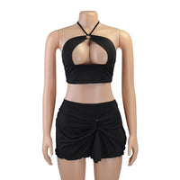 Halter Crop Top and Mini Skirt Two Piece