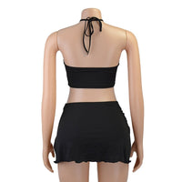 Halter Crop Top and Mini Skirt Two Piece - Festigal