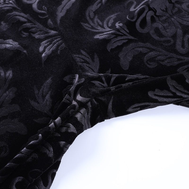 Gothic Bodycon Black Embossed Pants - Festigal