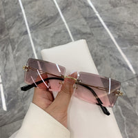 Vintage Fashion Rimless Sunglasses  UV400