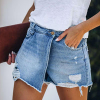 Asymmetrical Denim Shorts - Festigal