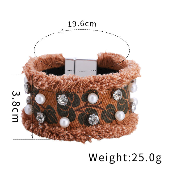 Handgefertigtes Armband aus Denim-Stoff
