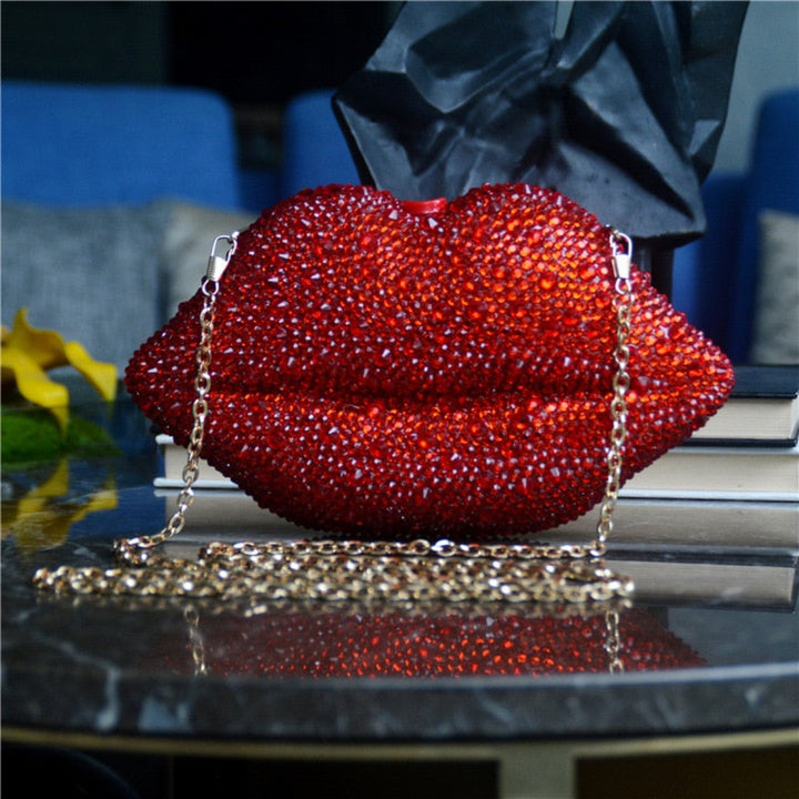 Sequin Red Lip Clutch Bag - Festigal