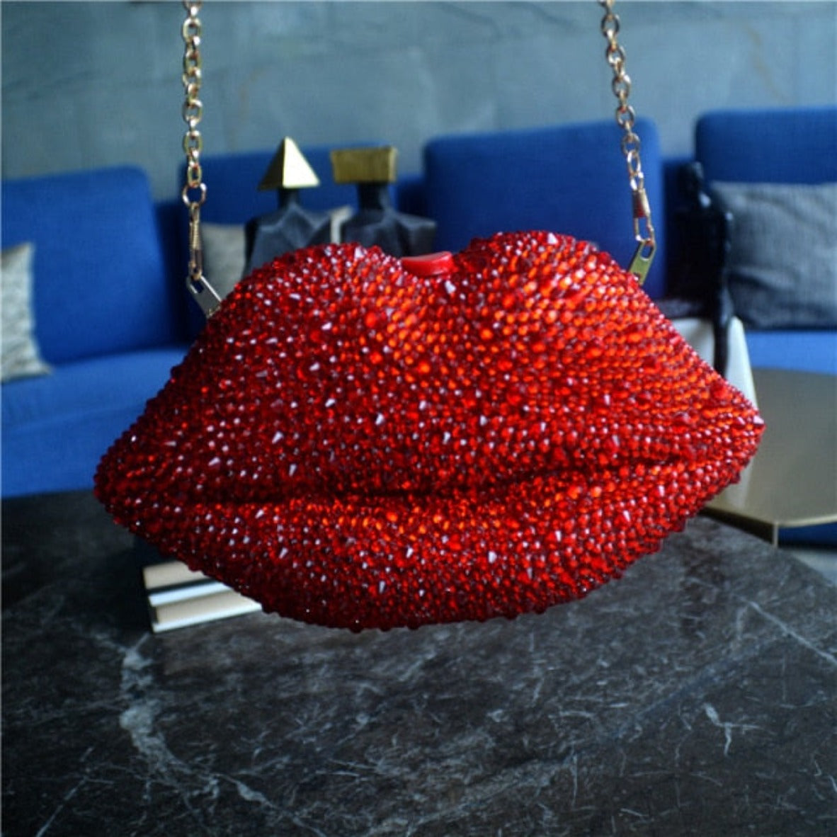 Sequin Red Lip Clutch Bag - Festigal